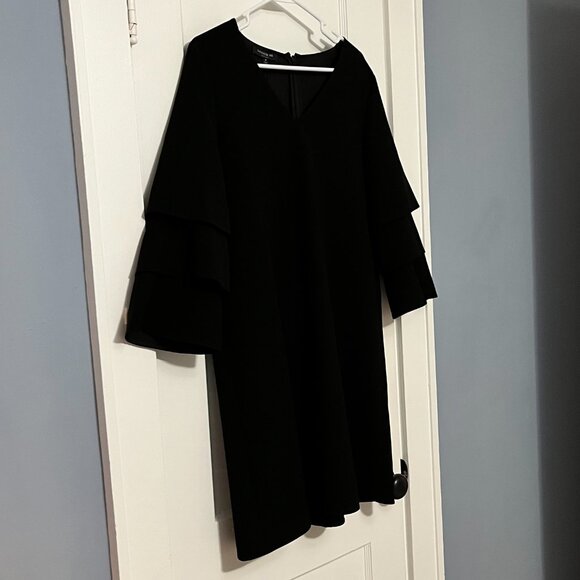 Lafayette 148 New York NWT black shift dress volume sleeve size medium - Picture 3 of 11